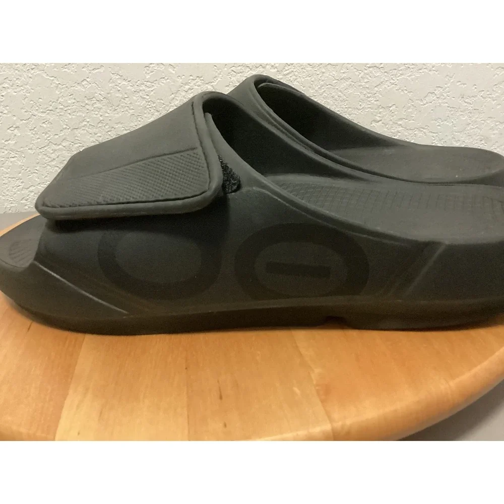 OOFOS OOahh Sport Flex Slide Mens 11 Black Adjustable Recovery Sandals